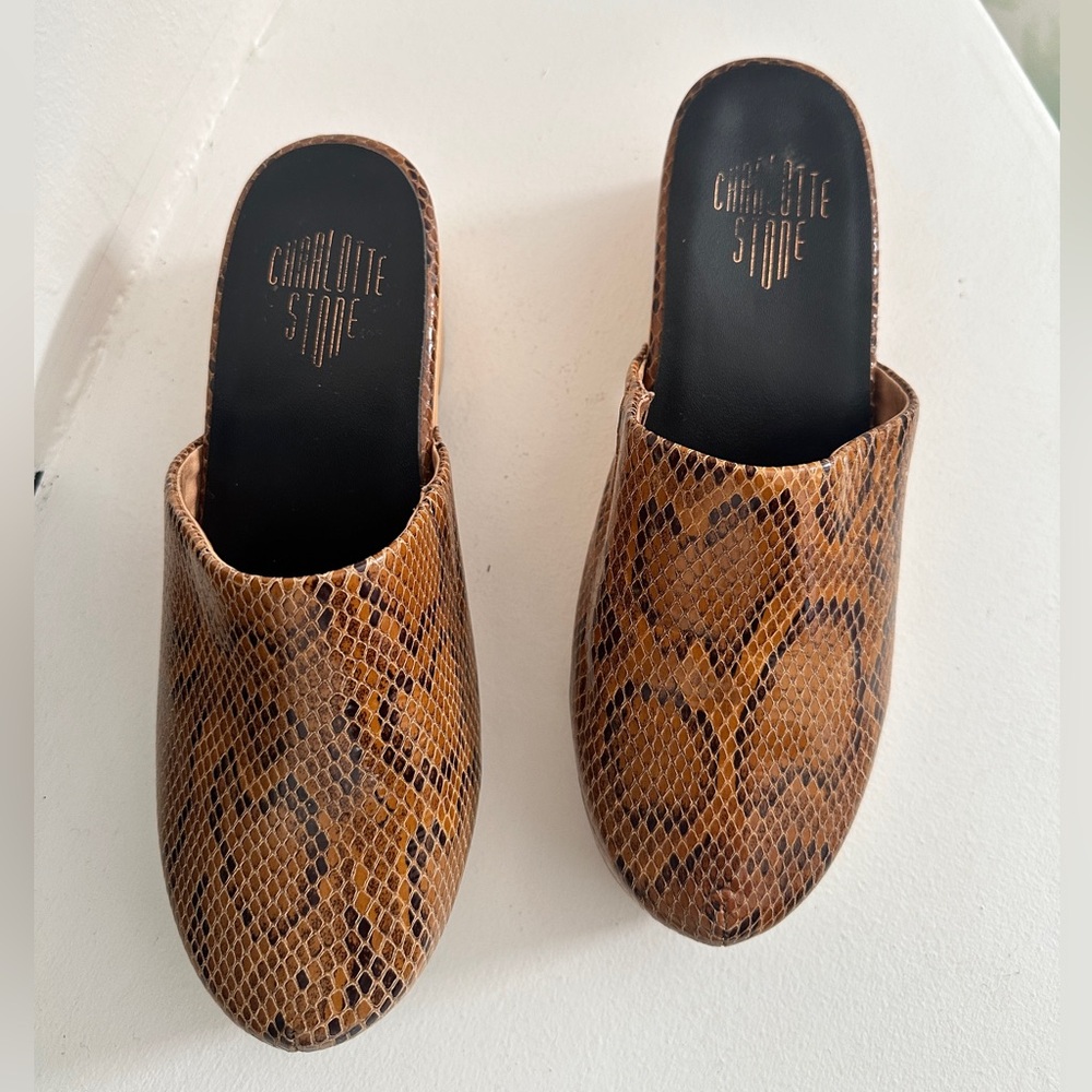 Snake-Print Leather Clogs by Charlotte Stone - Picture 6 of 9